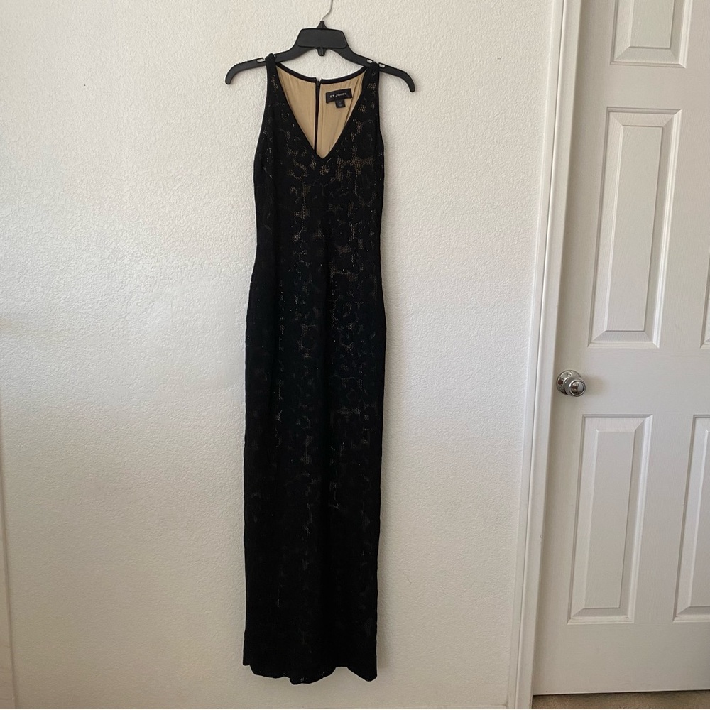 St. John Black Lace Maxi Dress